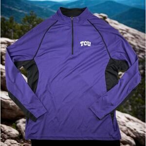 TCU Horned Frogs Stadium Athletics Quarter Zip Pullover Top Womens L Purple